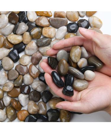 Hisredsun 2.1 lb Decorative Stones 0.4-1 inch Natural Polished Pebbles for Plant Pots River Rocks for Landscaping Vase Fillers Succulents Aquarium and Garden Decoration 0.95 Kilograms Multi
