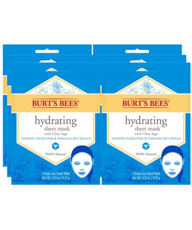 Burt's Bees Face Masks Hydrating Facial Skin Care 100% Natural Single Use (6 Count)