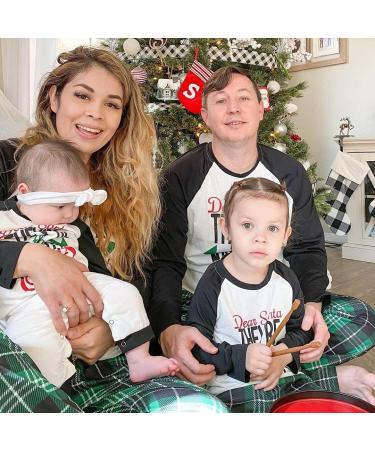 IFFEI Christmas Pyjamas Matching Family Pajama Set - Xmas Letter Print Tops & Plaid Pants Sleepwear for Women Men Kids Baby Pet - Green/Letter - Size Kids 6-7 Years - Buy Online on SooperMarket.com