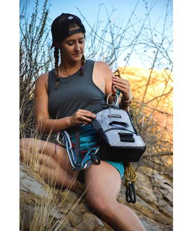 Large Light Gray Climbing Chalk Bucket with Topographical Map Design - Magnetic Closure, Pockets, and Brush Holders - Buy Online on SooperMarket.com