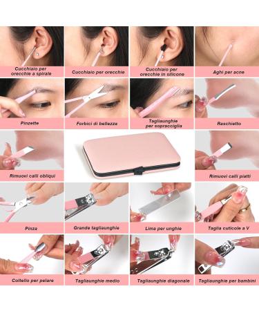 Jupeli Pink Manicure Set | Stainless Steel Nail Care & Clipper Kit for Women | Complete Pedicure Tools & Grooming Essentials - Buy Online on SooperMarket.com