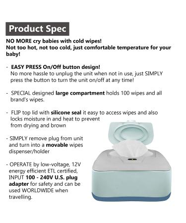 GOGO PURE Baby Wipe Warmer & Dispenser Holder with 30 Bonus Breastmilk Bags - Easy On/Off Switch, Great Baby Gift (Blue/Grey) - Buy Online on SooperMarket.com