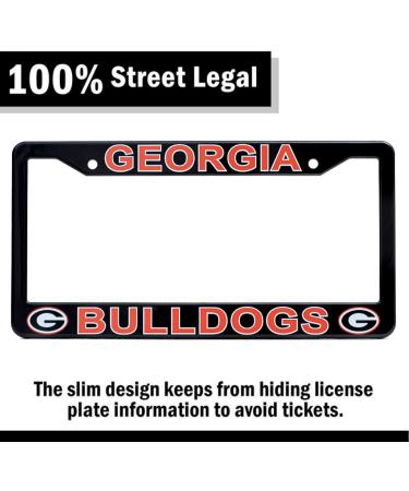 Georgia Bulldogs License Plate Frame Cover Black Slim Design 12.25 x 6.25 | EliteAuto3K Perfect Gift for Sports Fans - Buy Online on SooperMarket.com