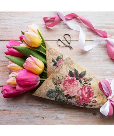 French Decoupage Paper Garden Floral Vintage Design - 16 Sheets, Rose Imprint, Crafts & Scrapbooking Decor - 8.27 x 11.22 Inch - Buy Online on SooperMarket.com
