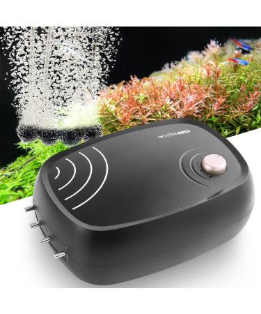 Fedour 10W Powerful aquarium air pump: 4 outputs 1200L/h air pump for aquarium quiet aquarium ventilation with complete accessories for tanks/hydroponic/pond oxygenation