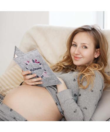 Cozy Racoon Mutterpass Cover - Pink Felt Hexagon | Made in Germany | Personalized Gift for Pregnant Mothers | Includes Pockets for Insurance Card & Ultrasound Images - Buy Online on SooperMarket.com