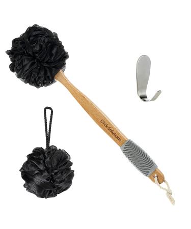 Slick- Loofah with Handle, Loofah Back Scrubber, Back Loofah, Loofah Brush with Long Handle, Loofah on A Stick, Shower Loofah with Handle, Shower Supplies, Loofah Scrubber, Loofah Back Scrubber