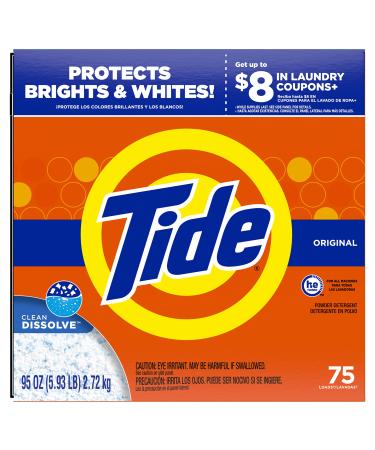 Tide Original HE Turbo Powder Laundry Detergent, 95 Oz (Packaging May Vary) Original 5.93 Pound (Pack of 1)