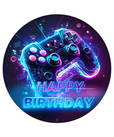 J & M Deco edible cake rapers - birthday - gamer motif - birthday cake decoration from fondant - around 20 cm - dining papier tortendeko - cake decoration