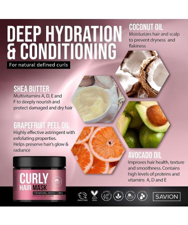Savion Curly Hair Mask with CUTIFLEX5 Complex - Repair and Moisturize Damaged Curls with Keratin, Biotin, and Argan Oil - Buy Online on SooperMarket.com