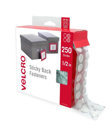 VELCRO Brand Dots with Adhesive | 250pk  White | Small 1/2 Inch Circles | Sticky Back Round Dots for Secure Mounting in Office  School or Home (VEL-30867-AMS) White 1/2 Inch - 250Pk Dots with Adhesive