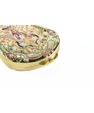 Jinvun Antique-Like Compact Mirror: Durable Travel Makeup Mirror - Shield Shape, Magnification, & Clear Reflection - Vintage Design - Unique Jewellery Gift - Gold02 - Buy Online on SooperMarket.com
