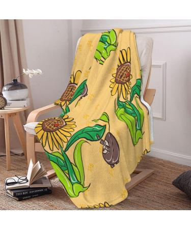 YYHHAOFA Sunflower Seeds and Sunflowers Prints Flannel Blanket 66x90 in Thick : Skin-Friendly Warm and Comfortable Easy Care and Durable Black Thick - Buy Online on SooperMarket.com