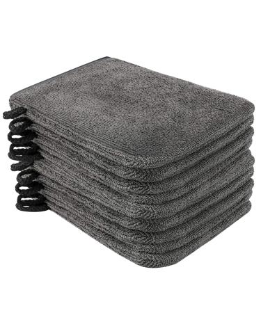PHOGARY 10 Pack Microfiber Body Wash Mitts Soft Face Mitten Bath Spa Cloth Reusable Makeup Remover Mitt Gloves European Style Wash Cloth 6 8inch (grey)