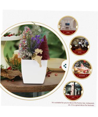 HOMSFOU 2pcs Christmas Simulation Potted Plant Artificial Plant for Desk Decor Festival Potted Plant Adornment Fake Christmas Plants with Fake Flowers Plastic Sisal Tree Outdoor Office Goldenx2pcs 21X11cmx2pcs - Buy Online on SooperMarket.com
