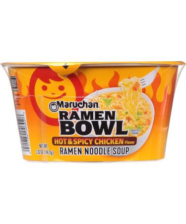 Maruchan Bowl Hot & Spicy Chicken Flavor Ramen Noodles with Vegetables 3.32 OZ (Pack of 12) Chicken 3.32 Ounce (Pack of 12)