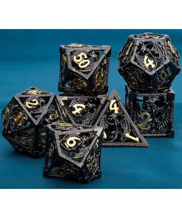 ARUOHHA Hollow DND Metal Dice Set Black Gold Dungeons and Dragons Dice D and D Dice Role Playing Games D+D Polyhedral Dice 7PCS RPG D&D Dice with Gift Box D20 D12 D10 D8 D6 D4 - Buy Online on SooperMarket.com
