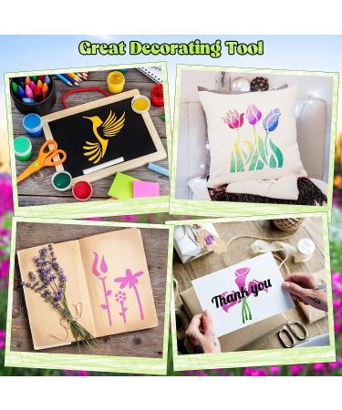 60-Piece Flowering Plants Stencil Set - Reusable DIY Craft Templates for Painting on Wood & Walls | Home Decor Paint Stencils - Buy Online on SooperMarket.com