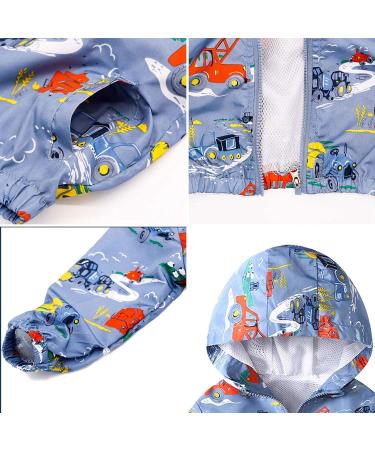 JinBei Toddler Kids Hooded Jacket - Waterproof Windbreaker for Boys 1-7 Years - Sunscreen Outwear Raincoat - Excavatrice Design - Lightweight & Soft - Buy Online on SooperMarket.com