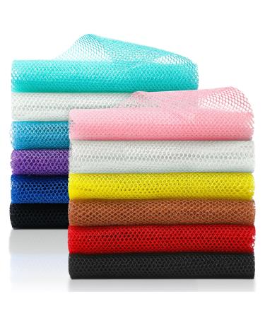 Preboun 12 Pieces African Net African Exfoliating Net Nylon Exfoliating Body Scrubber Exfoliating Washcloth Stretch African Bath Sponge Skin Wash Smoother for Women Daily Use Shower Back 10 Colors