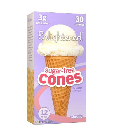 ENLIGHTENED Sugar-Free Ice Cream Cones | Vegan, Low Calorie (30), Low Carb (Net 3g) - 12 Pack - Buy Online on SooperMarket.com