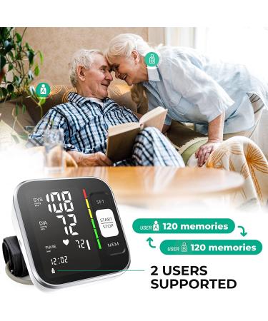 QGUGU Blood Pressure Monitor - Automatic Upper Arm BP Machine with Adjustable Digital Cuff Kit, Backlit Display, 240 Sets Memory - USB Cord & Carrying Case Included - Black - Buy Online on SooperMarket.com