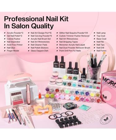 Morovan Acrylic Nail Set - Complete Starter Kit with Acrylic Powder Nail Lamp Drill & 4 UV Polish Colors for Beginners - Buy Online on SooperMarket.com