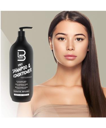 L3vel3 2 In 1 Shampoo and Conditioner - Nourishing Keratin for Strong Healthy Hair - 1000 ml - Cleans & Repairs All Hair Types - Buy Online on SooperMarket.com