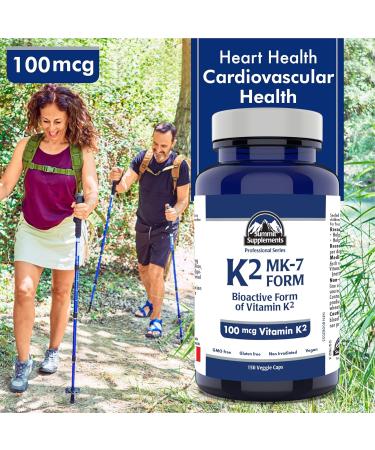 Vitamin K2 MK-7 150 Caps - K2 Vitamin Supplement MK-7 Vitamin K-2 100 mcg - Heart Health - Cardiovascular Health - Blood Clotting -3rd Party Tested - Formulated & Made in Canada 150 count (Pack of 1) - Buy Online on SooperMarket.com