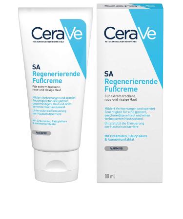 Cerave regenerating foot cream for extremely dry rough and cracked skin alleviates upholves with 3 essential ceramids and hyaluron 88 ml