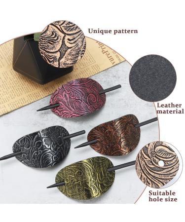 6-Piece Leather Hair Barrette Set for Women | Hair Accessories with Stick | Hair Clip Ponytail Pin for Long Hair - Buy Online on SooperMarket.com