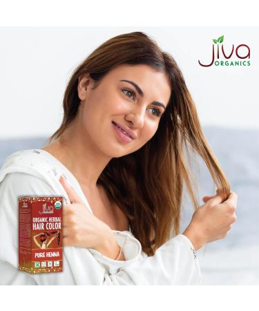 Jiva Organic Henna Powder for Hair - 100% Pure Certified Organic Hair Colorant - No Chemicals Vegan Cruelty-Free Shipping Worldwide - Buy Online on SooperMarket.com