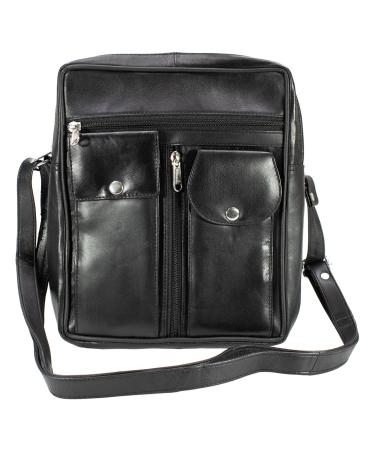 Paul Walter Genuine Leather Black Crossbody Shoulder Bag for Unisex/Travel kit Handbag Messenger Bag