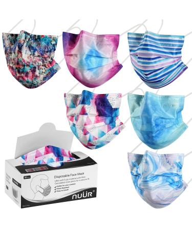 NU R Disposable Face Mask 3Ply Mask with Filter Layer and Elastic Earloop Retail 50pcs/box TIE DYE 50PCS