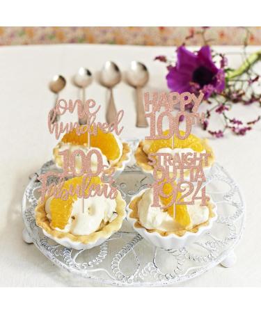24 Pack Straight Outta 1924 Cupcake Toppers Happy 100th Birthday One-hundred Awesome Since 1924 Cupcake Picks 100 Fabulous Cake Decorations for 100th Birthday Anniversary Party Rosegold 100th Rose Gold - Buy Online on SooperMarket.com
