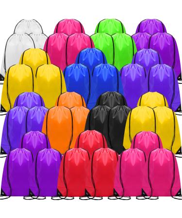 100 Pieces Drawstring Backpack Bulk Sports Drawstring Bags Gym Cinch Bag Polyester Drawstring Bag for Kids Men Women (10 Colors)
