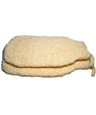 2 Pack Natural Vegetable Fiber Shower Exfoliating Loofah Mitt - Soft Terry Cloth Bath Gloves for Skin Care - Spa Exfoliator Body Scrubber Mitts - Buy Online on SooperMarket.com