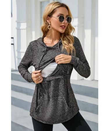 Sosolism Women's Nursing Hoodie Maternity Breastfeeding Top XL Charcoal Grey - Buy Online on SooperMarket.com