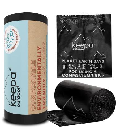 Keepa outdoor compostable toilet bags black 20 pieces with 40 l tearproof odor -tight and almost non -transparent for the organic waste bucket in the kitchen and camping toilets