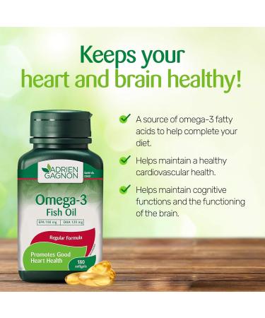 Adrien Gagnon - Omega 3 Fish Oil 1000mg 180 Softgels 180mg EPA and 120mg DHA Supplements for Heart Health and Brain Support Premium Fish Oil Vitamins for Adults and Kids - Buy Online on SooperMarket.com