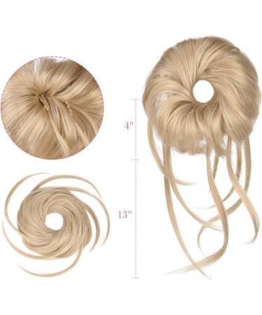 REECHO Super Long Tousled Messy Bun Hair Piece - Medium Blonde with Pale Highlights | Wavy Ponytail Scrunchie for Women - Buy Online on SooperMarket.com