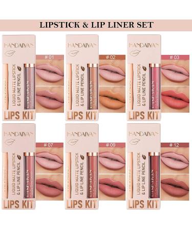 Seawave Nude Lip Liner and Lipstick Set - 12 Pcs Long Lasting Waterproof Matte Lipgloss for Black Mature Women - Makeup Gift Set - Buy Online on SooperMarket.com