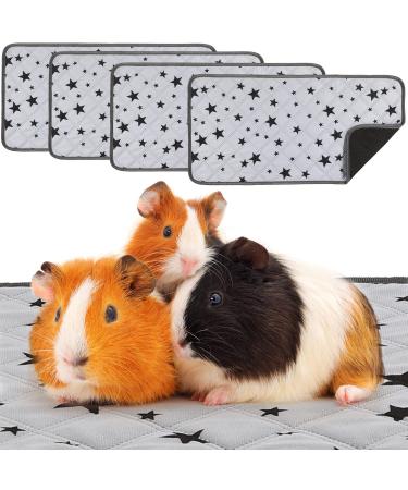 4 pieces of guinea pigs cage fleece guinea pigs in a absorbent guinea pig pipi pads reusable slippery guinea pig matt with star pattern (14 x 28 inches)