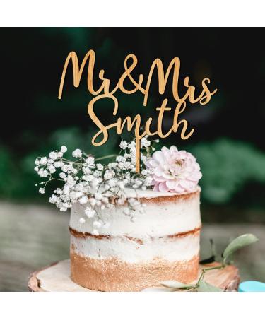 Wedding Cake Toppers Engagement Gifts Mr & Mrs Cake Topper Personalised Gifts for Couple Party Decorations Wooden Cake Topper Custom Gifts 2 Designs with Any Name(Design1) - Buy Online on SooperMarket.com
