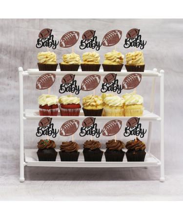 24 Pack Oh Baby American Football Cupcake Toppers Glitter Rugby Ball Oh Baby Cupcake Picks for Super Rugby Sports Theme Baby Shower Kids Birthday Party Cake Decorations Brown 1-oh Baby - Buy Online on SooperMarket.com