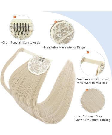 Silk-co 28 Inch Straight Clip in Ponytail Hair Extension - Blond&Bleach Blond | Heat-Resistant Fiber Hairpiece for Women - Buy Online on SooperMarket.com