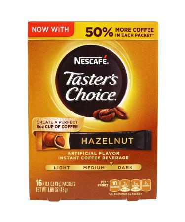 Nescafé Taster's Choice Instant Coffee Beverage Hazelnut 16 Packets 0.1 oz (3 g) Each