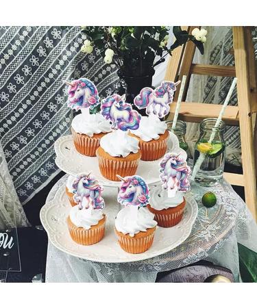 Cyodoos 24PCS Unicorn Cupcake Toppers Unicorn Theme Birthday Party Cute Decorating Supplies for Boy Girl Birthday Party Baby Shower Party Supplies Decoration (two-sided) Color - Buy Online on SooperMarket.com