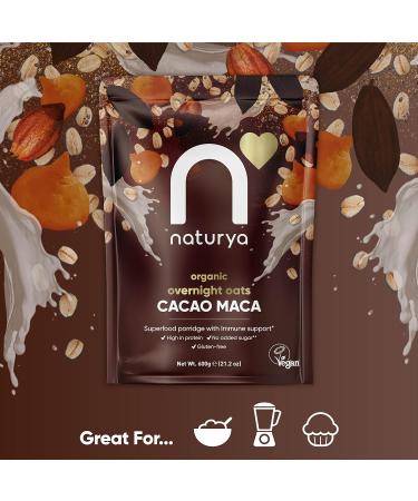 Naturya Organic Cacao Maca Overnight Oats - Gluten-Free with Hemp Protein Rich in Magnesium Vegan No Added Sugar - 600g - Buy Online on SooperMarket.com