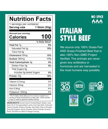 CHOMPS Italian Beef Jerky Sticks - Grass Fed, 1.15 Oz (10 Pack) - Healthy Snack - Buy Online on SooperMarket.com